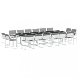 Cumpara ieftin Set mobilier de gradina, 17 piese, cu perne, alb, textilena