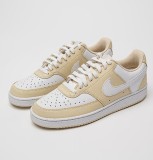 Nike, Pantofi sport Court Vision de piele ecologica, Alb, Bej deschis, 38.5, Resigilat, Grad A