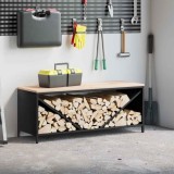 VidaXL Suport pentru lemne de foc cu blat lemn negru 100,5x35,5x40 cm