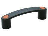 Manetă Tehnopolimer Neagră ELESA+GANTER ERGOSTYLE 144mm cu Capac Portocaliu Orificiu Montaj 8.5mm