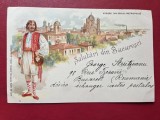 Salutari din Bucuresti Vedere din Dealul Mitropoliei litho 1900