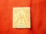 Timbru Dahomey et Dependances colonie Franceza 1899 val. 2c fara guma, Nestampilat