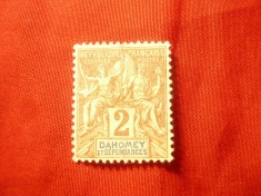 Timbru Dahomey et Dependances colonie Franceza 1899 val. 2c fara guma foto