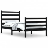 Cadru de pat, 100x200 cm, lemn masiv de pin, negru