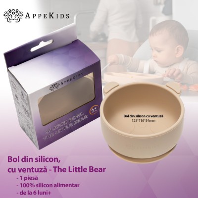 Bol din silicon cu ventuza, appekids, the little bear - bubble beige foto