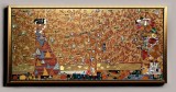 Tablou pictat manual Gustav Klimt tablou dimensiune mare 218x100cm, Abstract, Ulei