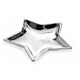 Platou Craciun Stea ceramica argintie 18x17.5 cm,