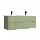 Trent 120 dulap de baie inferior cu chiuvetă ceramică (4 sertare) verde măslin verde fistic
