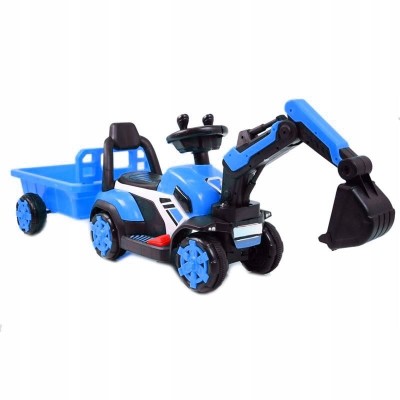 Mini excavator electric Kinderauto BJXZ219B 35W 6V,cu incarcator electric si remorca, albastru foto