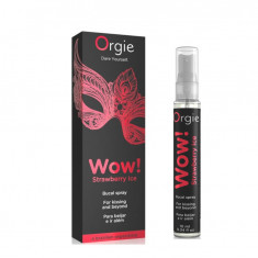 Spray pentru sex oral profund Orgie WOW Strawberry Ice, capsuni, 10 ml