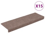 Cumpara ieftin Covorase autoadezive pentru scari, 15 buc., 65x21x4 cm, margini dreptunghiulare, maro deschis