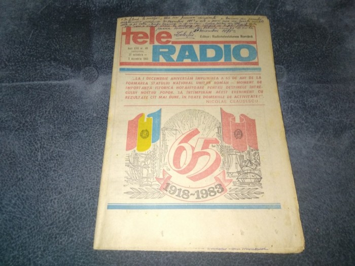 REVISTA TELE RADIO 27 NOIEMBRIE 3 DECEMBRIE 1983