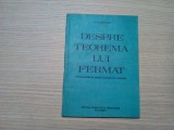 DESPRE TEOREMA LUI FERMAT - M. M. Postnikov - 1983, 181 p.