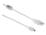 Cablu USB 2.0 A la mini USB B, 1 m, transparent