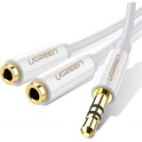 Adaptor Audio Splitter 3.5mm - 2 x 3.5mm UGREEN AV123 2in1, 0.2m, Alb