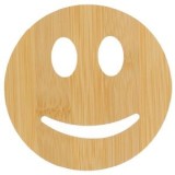 Suport pahare din lemn natural cu model emoji, &Oslash;10cm, CMCLASS