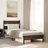 VidaXL Cadru pat fără saltea stejar maro, 90x200 cm, lemn prelucrat