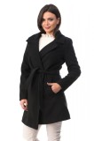 BL985-1 Palton din stofa, accesorizat cu cordon in talie