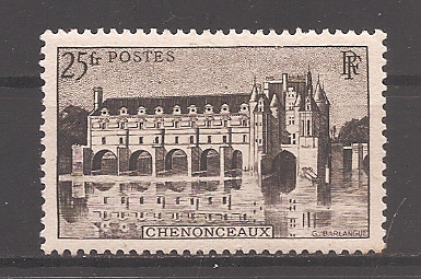 Franta 1944 - Castelul Chenonceaux, cu inscripție &amp;bdquo;RF&amp;rdquo;, MNH foto