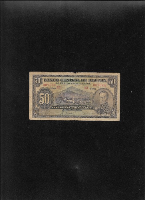 Rar! Bolivia 50 bolivianos 1928 seria007044