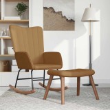 vidaXL Scaun balansoar cu taburet, maro, catifea 327762