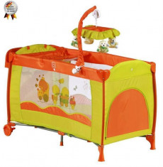 Patut pliant cu 2 nivele si mini-carusel Sleeper Deluxe Orange foto