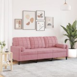 VidaXL Canapea cu 3 locuri cu pernuțe, roz, 180 cm, catifea 3278232