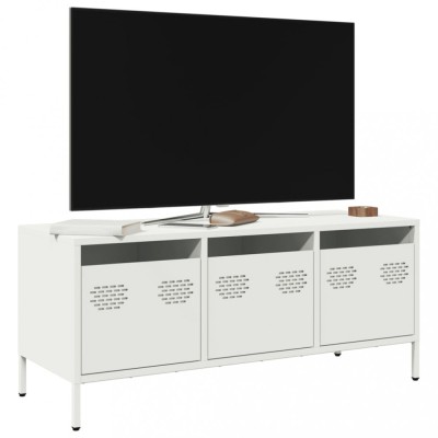 vidaXL Dulap TV, alb, 101,5x39x43,5 cm, oțel laminat la rece foto