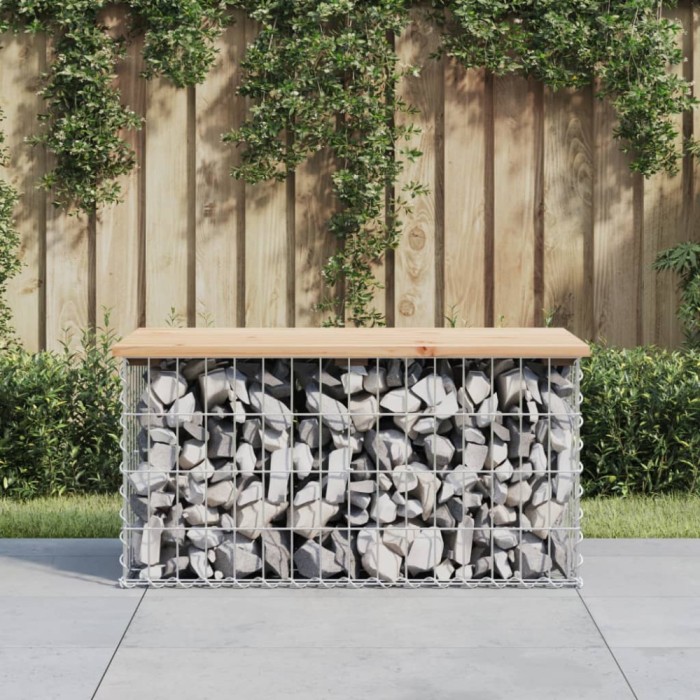 vidaXL Bancă de grădină, design gabion, 83x44x42 cm, lemn masiv de pin 834356