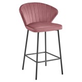 Cumpara ieftin Scaun de bucatarie/bar, Artool, Gatta, catifea, metal, roz si negru, 55x49x90.5 cm