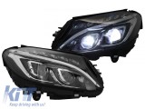 Set de faruri LED potrivit pentru Mercedes C-Class W205 2014-2018 cu baza neagra, stanga si dreapta Performance AutoTuning