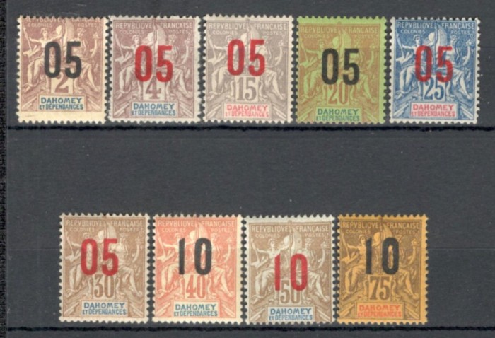 Dahomey.1912 Alegorie-supr. tip I 9 buc. MD.3