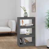 VidaXL Bibliotecă/Separator cameră gri 60x30x103,5 cm, lemn masiv pin
