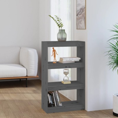 vidaXL Bibliotecă/Separator cameră gri 60x30x103,5 cm, lemn masiv pin foto