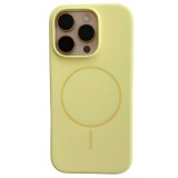 Husa Apple Iphone 16 PRO MAX cu MagSafe - Silicon, interior catifelat, design Minimalist, Galben