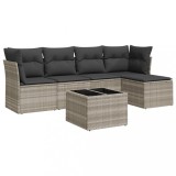 Set canapele de gradina cu perne, 6 piese gri deschis poliratan