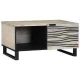 VidaXL Masă de cafea Alb, Negru 80 x 50 x 40 cm Lemn masiv de mango