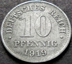 Moneda istorica 10 PFENNIG - GERMANIA, anul 1919 * cod 3730 = excelenta
