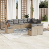 VidaXL Set canapele de grădină cu perne, 10 piese, bej, poliratan 3227753