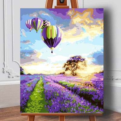 Set pictura pe numere (panza) Zbor deasupra campului cu lavanda 50x40 cm foto