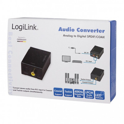 Adaptor convertor analogic-digital Intrare 2xRCA mama - Toslink/ Coaxial Didital audio LOGILINK CA0102 foto