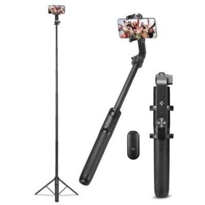 Selfie Stick pentru cu Surub 1/4 Telefon si GoPro - Spigen (S560W) - Black foto