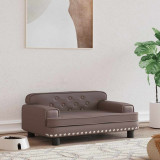 VidaXL Pat de c&acirc;ini, maro, 70x45x30 cm, piele ecologică