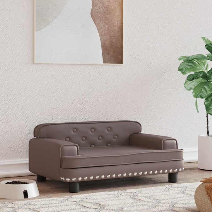 vidaXL Pat de c&acirc;ini, maro, 70x45x30 cm, piele ecologică