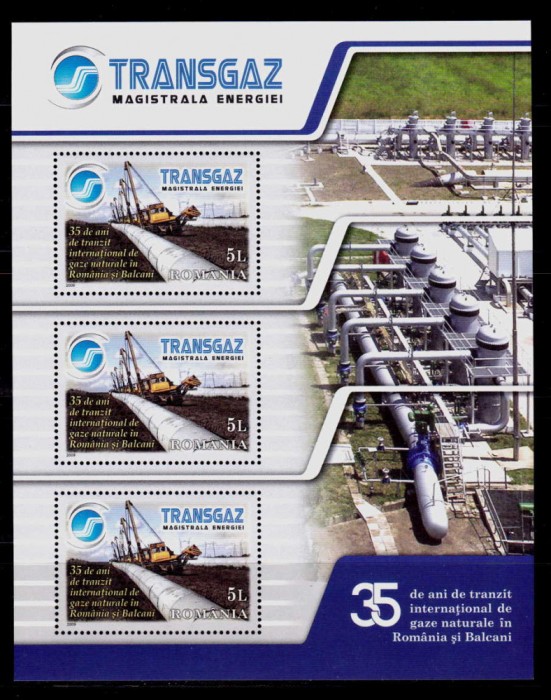 RO 2009 LP 1848a &quot; TRANSGAZ -35 de ani &quot;, colita 453 , MNH