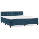 Cumpara ieftin Pat box spring cu saltea, albastru inchis, 180x200 cm, catifea