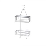 Etajera dus cu ventuze, 2 rafturi, Argintiu, 24x9x55.4 cm, Oem