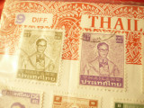 Carton Filatelic Thailanda cu Set 9 timbre Rege Aduljadeh, stampilate, Stampilat