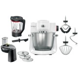 Robot de bucatarie Bosch Seria 6 MUMS6EW22, 1600 W, 7 viteze + Pulse, Mixare planetara 3D, Bol 5.5 l, Blender ThermoSafeglass 2.3 l, Aplicatie Home Co