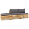 Set mobilier gradina cu perne, 3 piese, lemn masiv de tec